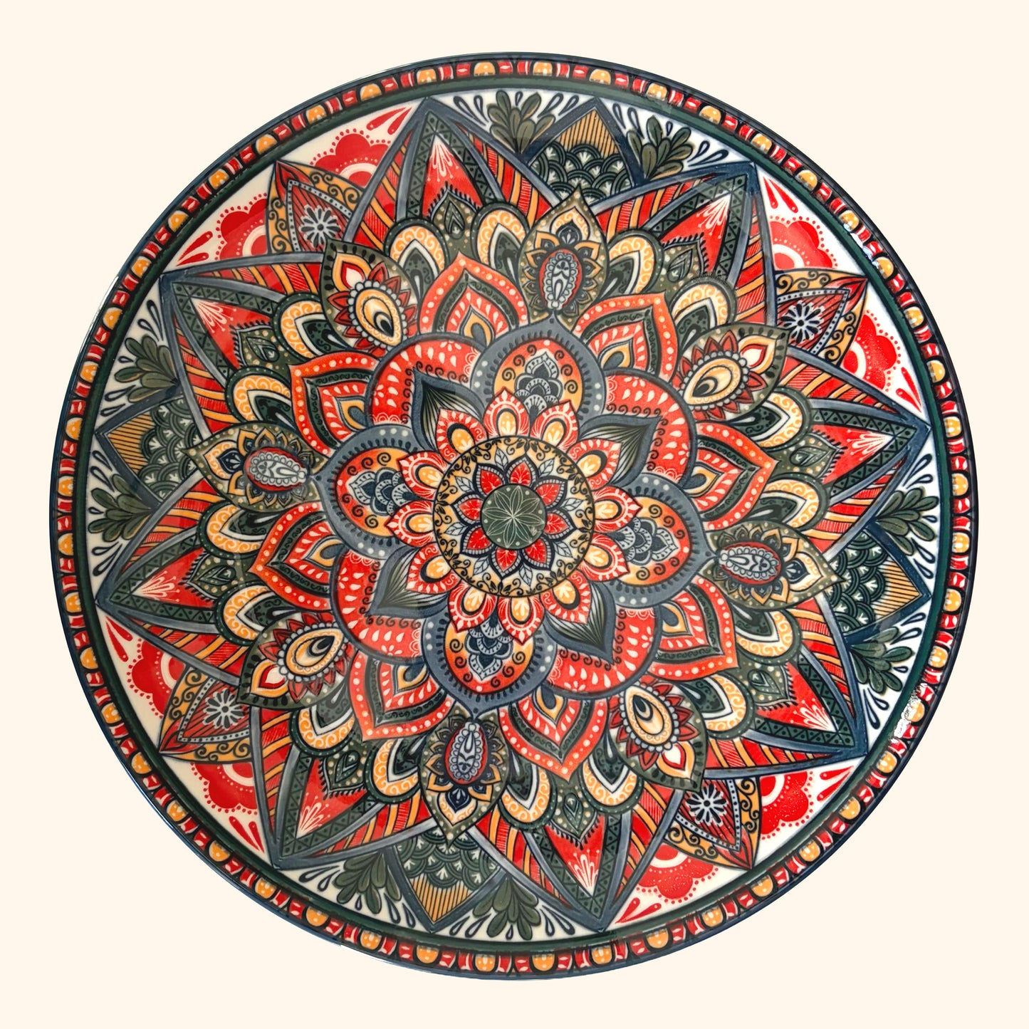 Teller Blau Rot